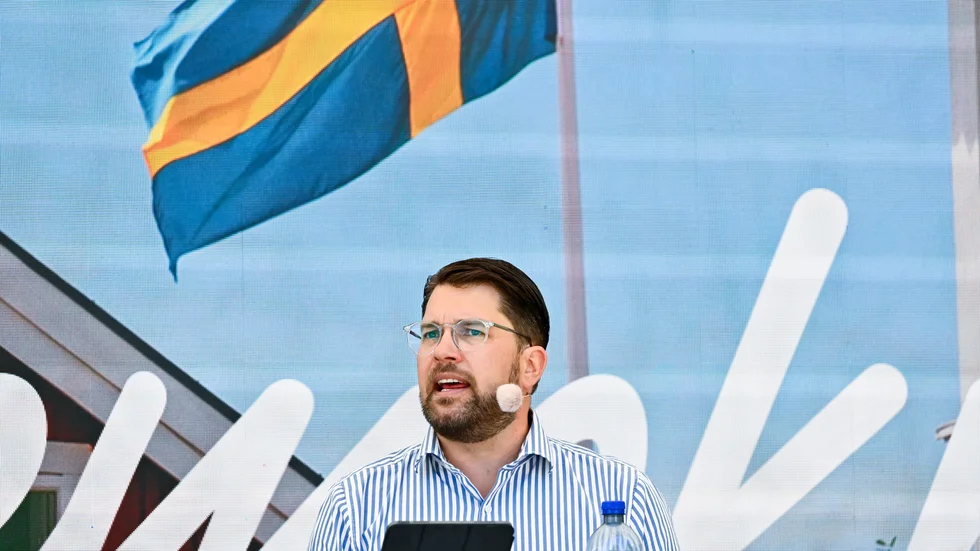 Sverigedemokraternas Jimmie åkesson var den första partiledaren som höll tal under årets Almedalsvecka. 