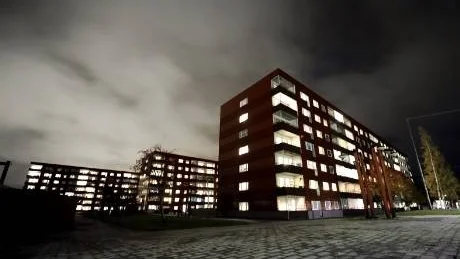 mörkt. Förra veckan bröts strömmen till en del av utomhusbelysningen vid fastigheterna efter Västra Varvsgatan och Residensgatan i Luleå. I tisdags släcktes de kvarvarande ned.Foto: Roland S Lundström