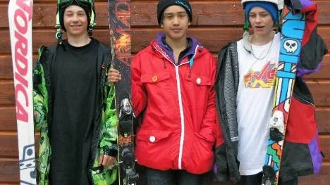 Topptrion i Big Air-tävlingen i Kåbdalis, från vänster Johan Niemi, Boden, Jonas Ruthberg, Piteå och Daniel Nyberg, Piteå.