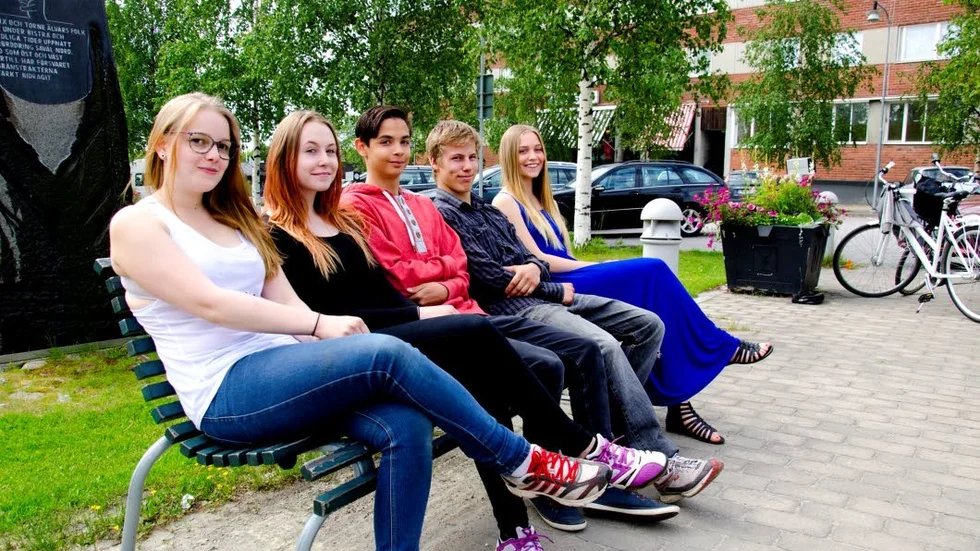 Sommarlovsentreprenörer. Jennica Granström, Julia Johansson, Gabriel Sundkvist,Sebastian Lindvall Jägare och Beatrice Olofsson testar på att starta eget under sommaren.
