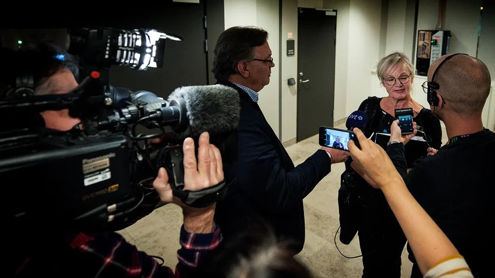 Intressant. Medias intresse för jakthärvan är stort. Kammaråklagare Åse Scholulz var ett hett mål för journalisterna i Luleå tingsrätt.