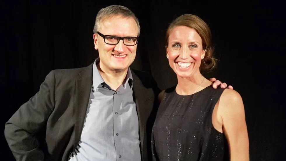 Inspiratörer. Föredragshållarna Niklas Myhr och Ami Hemviken skickade med verktyg och reflektioner med ledarna att ta med sig ut i vardagen.