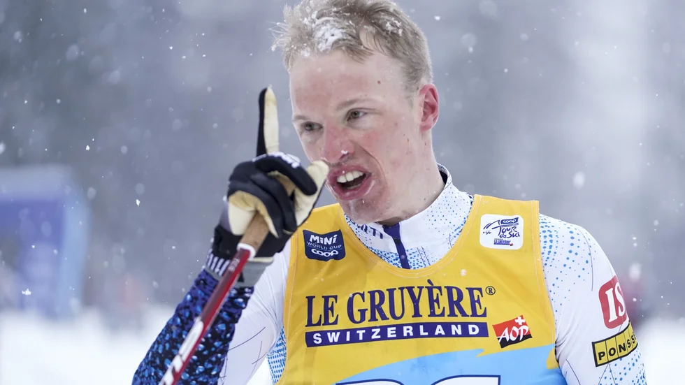 Iivo Niskanen efter att ha gått i mål på 15 kilometer klassiskt.