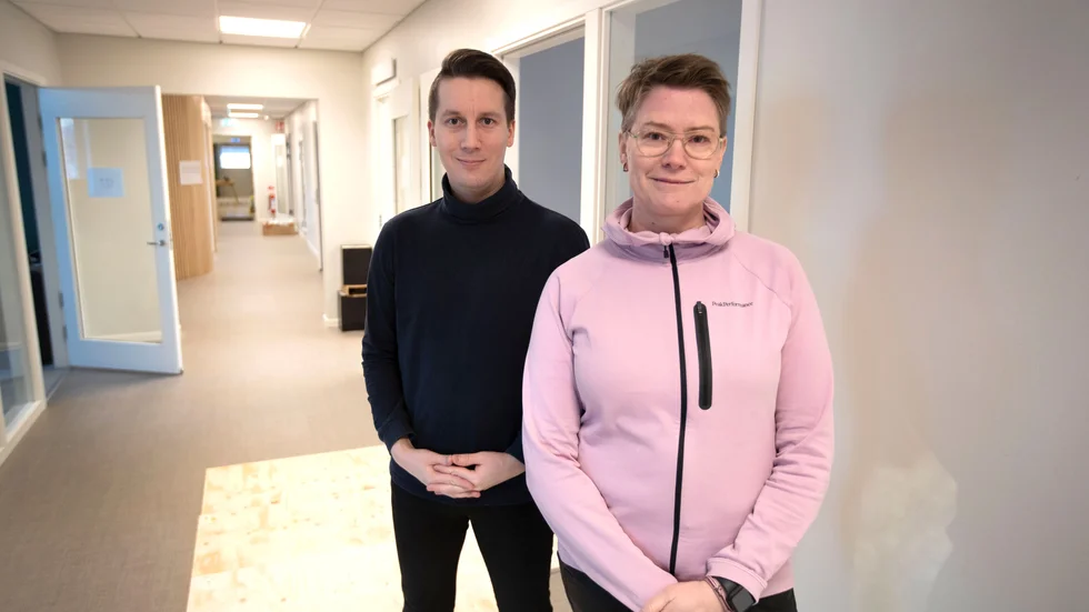 Veronica Bäcklund, projektchef på PNF och marknadschefen Johannes Lidström ser fram emot att flytta in i de nya lokalerna.
