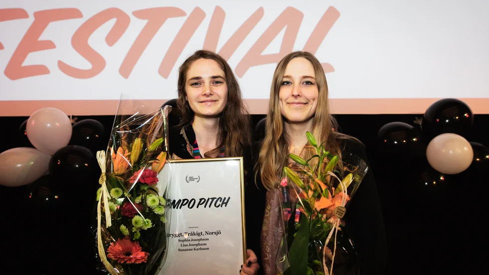 Vinnare. Lisa och Sophia Josephson vann filmtävlingen Tempo Pitch. Foto: Stephanie Stenstad.