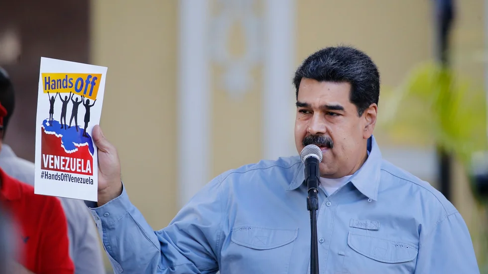 Venezuelas president Nicolas Maduro på Bolivartorget  i Caracas den 7 februari.