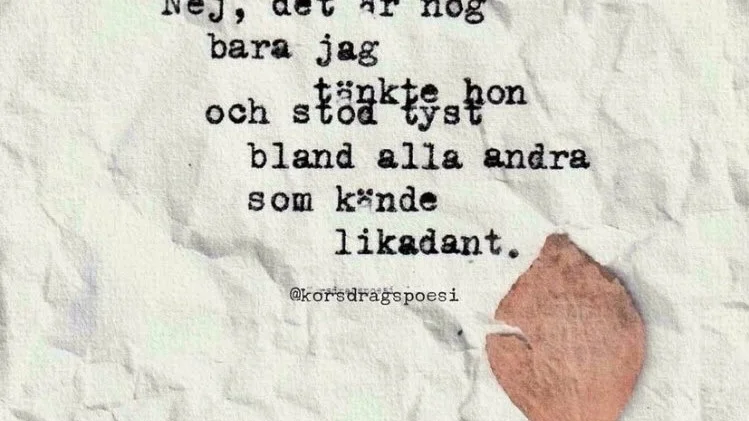 Instagramkontot Korsdragspoesi är Pia Erikssons. Med tillåtelse illustreras texten av hennes verk. 