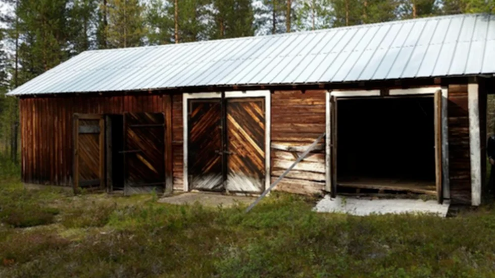 Förrådet i Abraure i vilket bekämpningsmedel ska ha lagrats. Foto: WSP/Sveriges geologiska undersökning