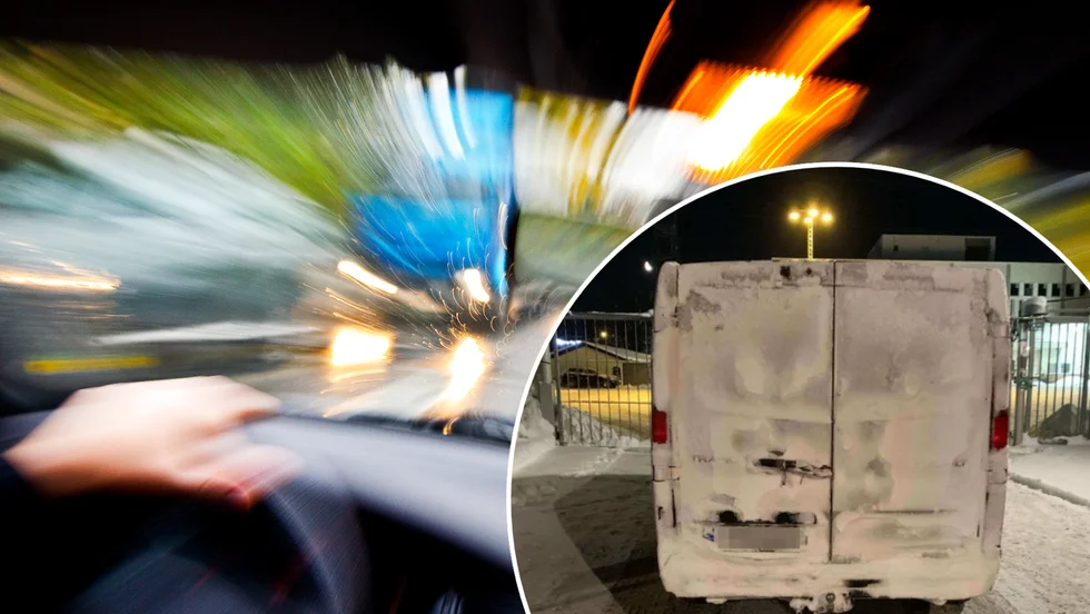 Den stulna skåpbilen dumpades i ett industriområde och två män sprang iväg. En fångades in direkt medan föraren, en Strängnäsman i 30-årsåldern, hann längre innan han spårades upp med hjälp av polishund.