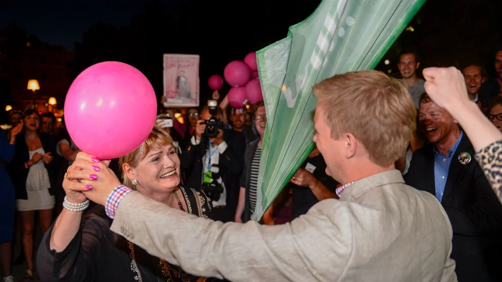 FI:S EU-KANDIDAT SORAYA POST OCH MILJÖPARTIETS SPRÅKRÖR GUSTAV FRIDOLIN. FOTO: PONTUS LUNDAHL/TT