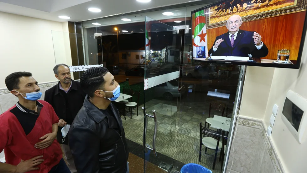 Algeriets president Abdelmadjid Tebboune i ett tv-sänt tal på torsdagen.
