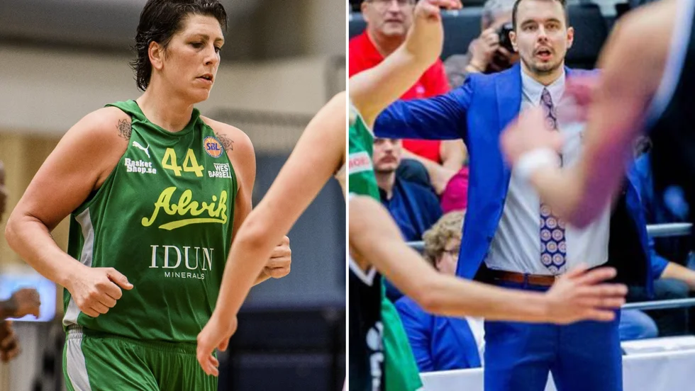 Alviks Janel McCarville, till vänster, var inte nöjd över att läsa Luleå Baskets tränare Robin Sandbergs kommentarer i sporten inför toppmötet.