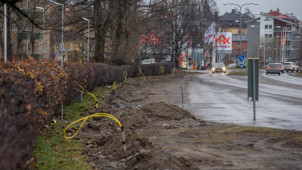 Pite energi förbereder för ny cykelbana. 