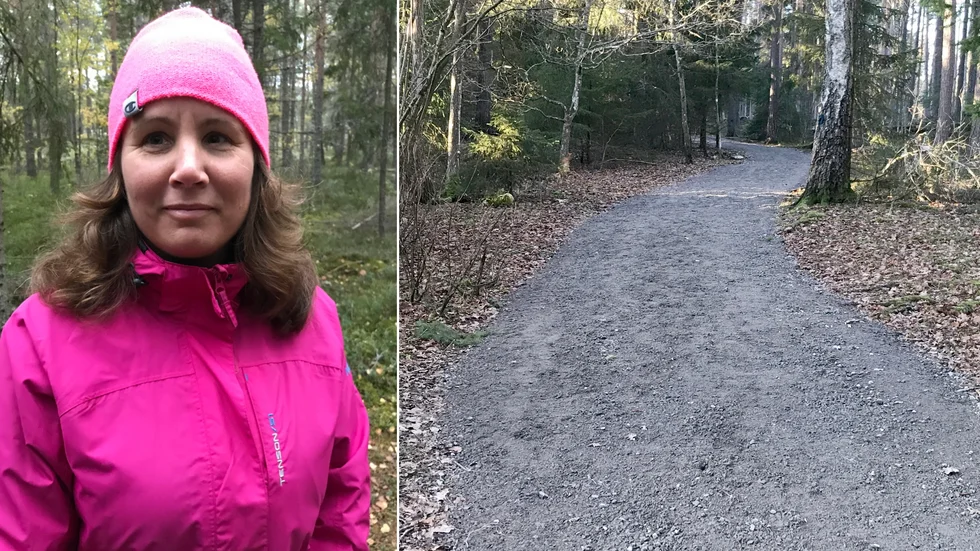 Strängnäsbon Jennie Engdahl ser fram emot att använda den nya anslutningsleden från Nyponstigen till Älgbrunn, där elljusspåret går förbi.
