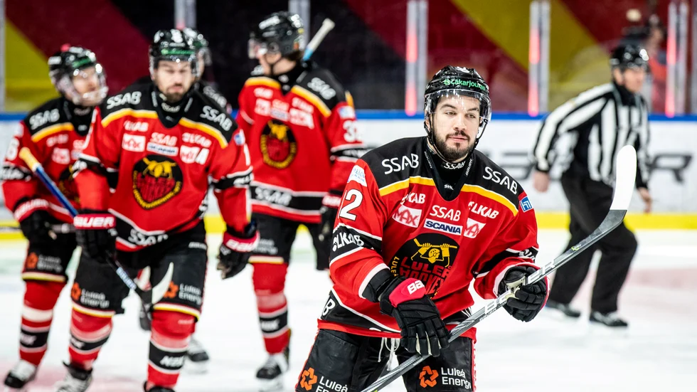 Luleå Chris DeSousa efter sitt historiska 1–0-mål i 5–2-segern hemma mot Linköping.