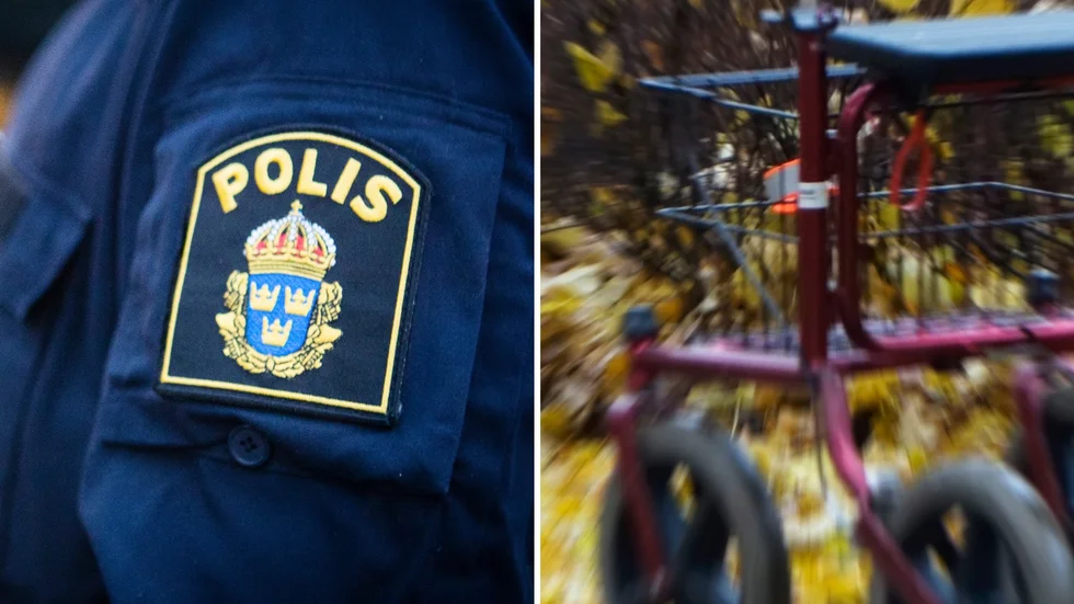 Handväskan låg i rullatorn.