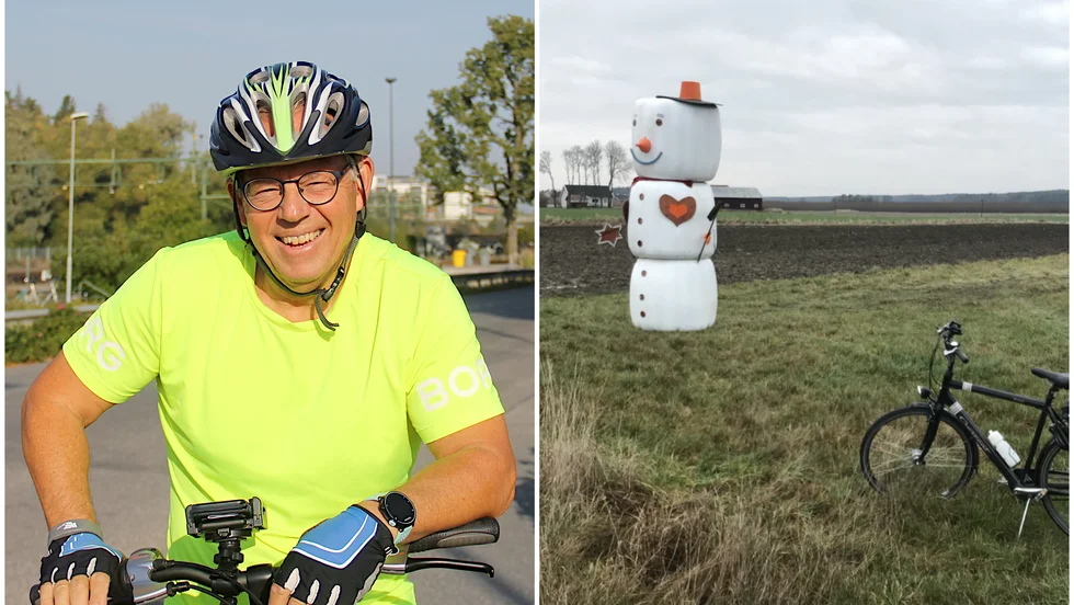 Kjell-Arnes cykling har blivit lite av en snackis, och det är ofta han möter människor som han stannar till och pratar med.