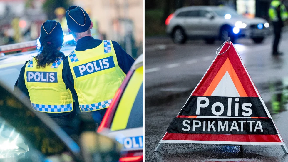 Polisen lyckades få stopp på fordonet efter att det kört över en spikmatta utanför Östervåla. Genrebild. 