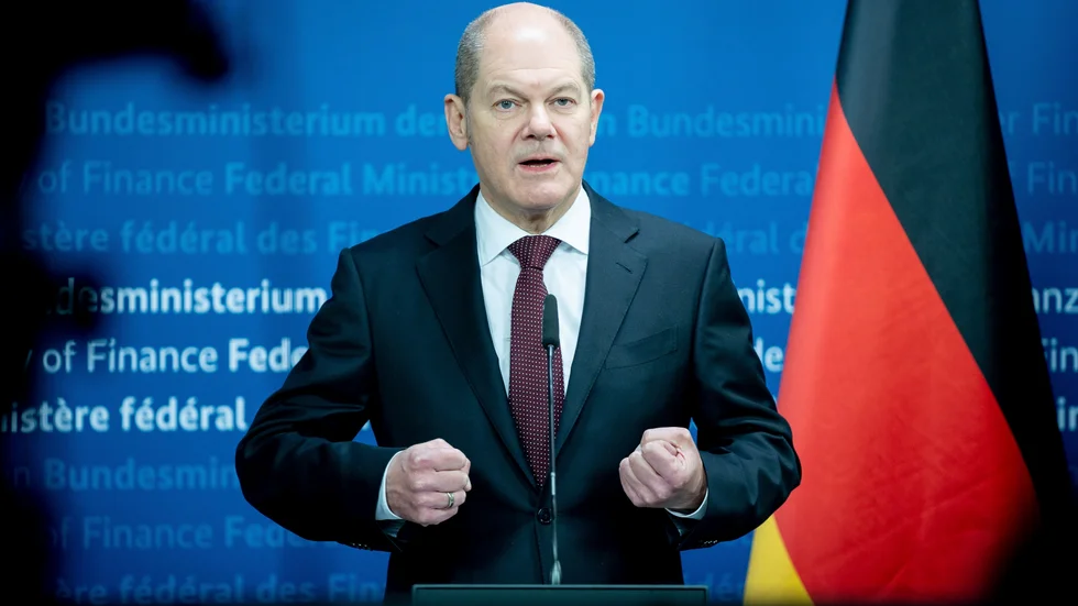 Tysklands finansminister Olaf Scholz hyllar den nya lagen. Arkivbild.