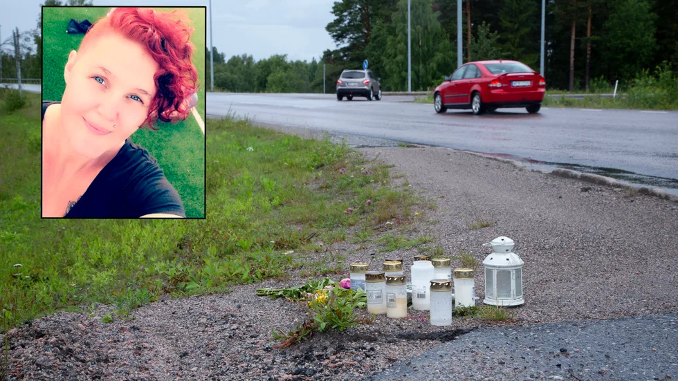 Vänner och anhöriga har tänt ljus för Hanna Lundquist vid korsningen där den svåra olyckan skedde. 