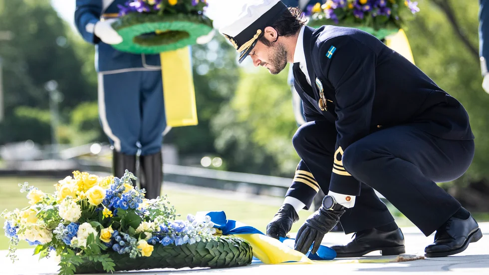 H.K.H Prins Carl Philip vid kransnedläggning vid Sjöhistoriska museet under veterandagen 2020. Årets firande blev utan publik, men mer kunde ha gjorts från SVT så fler hade kunnat se ceremonin.
