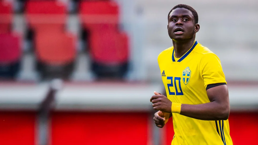Benjamin Kimpioka i det svenska U21-landslaget. 