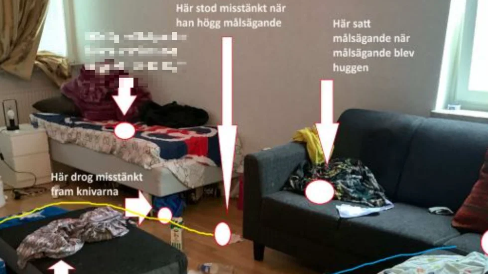 Rummet där knivhuggningen skedde i juli i år. 