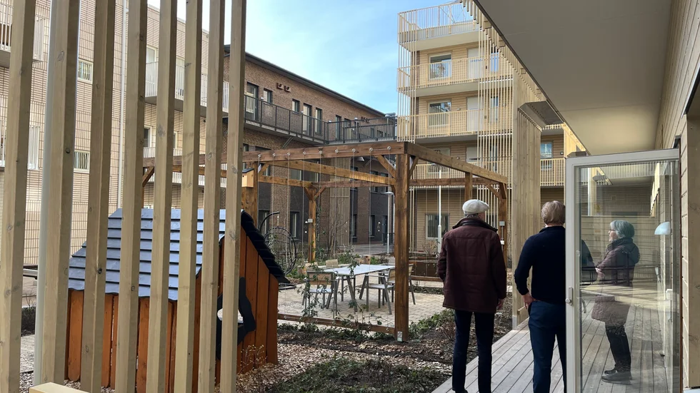 Ett av fastighetsbolagen visar innergården för nyfikna.