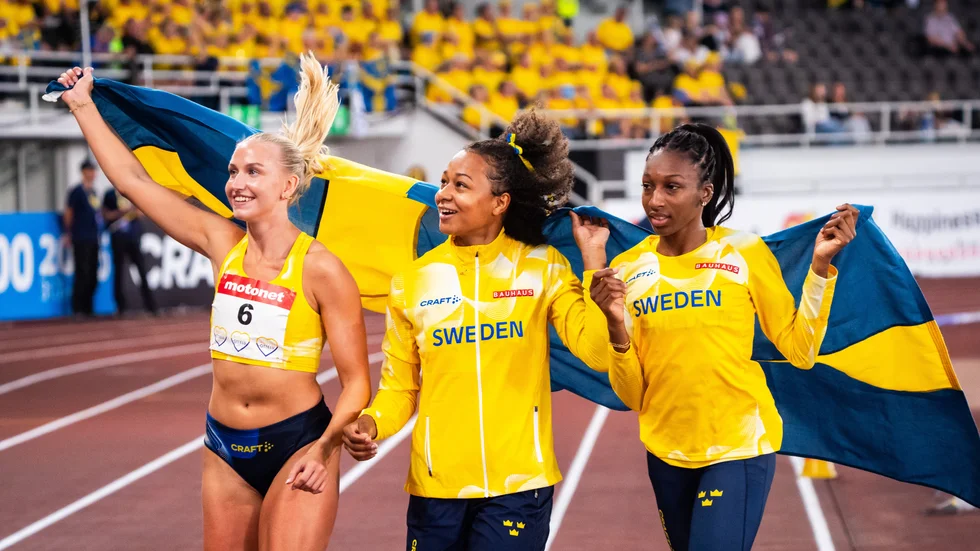 Maja Åskag vann tresteget i Finnkampen och Katharina Gråman och Fatima Koné blev fyra respektive femma.
