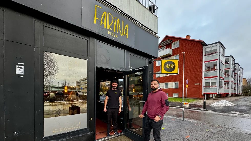 Ridvan och Ibrahim på den nyöppnade pizzerian Farina på Fredsgatan/Östermalmsgatan.