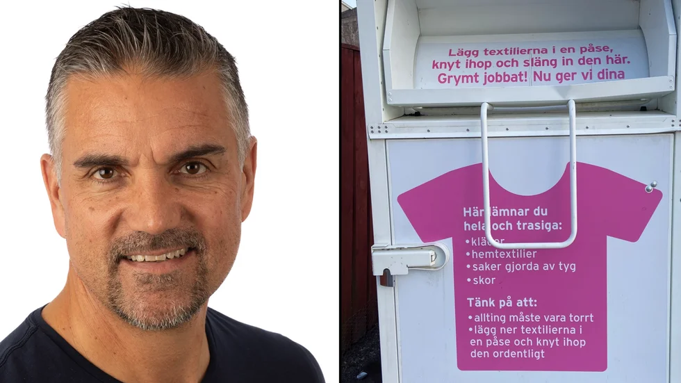Clas Jansson är produktionschef, återvinning på Sevab/Esem.
Nu är det slut med att slänga textilier i hushållssoporna. Kläder och skor ska nu lämnas i dessa behållare som finns på återvinningscentralerna och på en del av återvinningsstationerna.