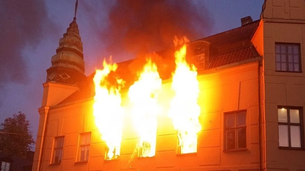 Så här såg det ut när Ungdomens hus plötsligt stod i lågor.