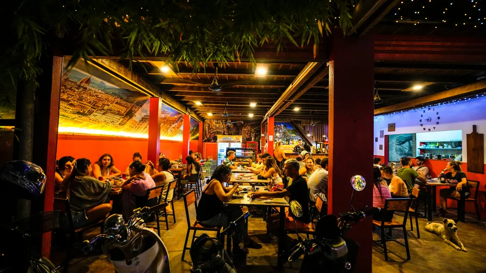 Turister på ett hostel i Laos. Bild tagen den 19 november.