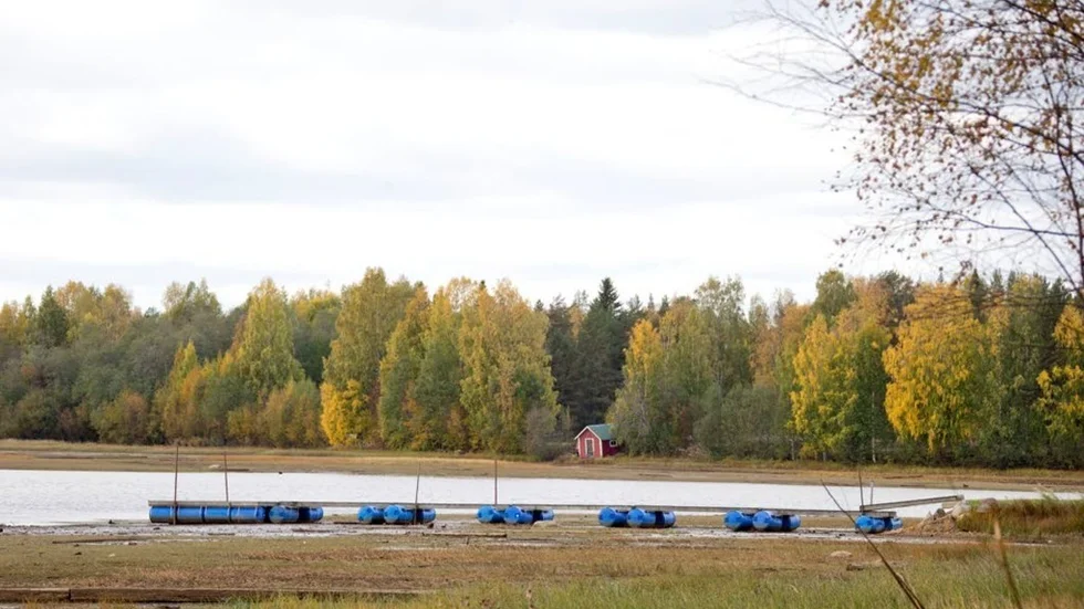Tisdag vid Skäret.  Bryggan ligger på torra land.