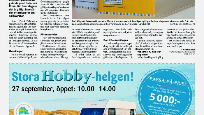 Piteå-Tidningen 26 september.