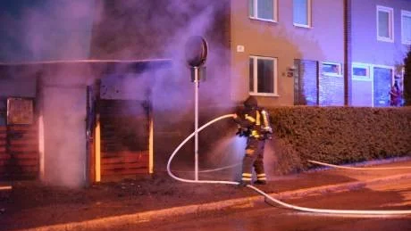 Ett soprum förstördes vid branden på Snickaregatan Hageby.Foto: Björn Persson/Wighs News
