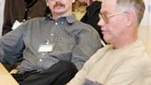 Man kunde ana en positiv underton, trots krisläget på Whirlpool, när Metallfacket och socialdemokraterna träffades igår. Från vänster ses Rita Eklund, Lars Stjernkvist, Mattias Ottosson och fackbasen Sven Karlsson.
FOTO: ROBERT SVENSSON