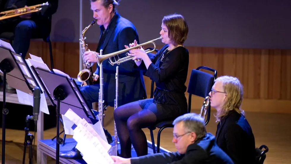 Enda kvinnan i bandet var Elin Andersson på trumpet.