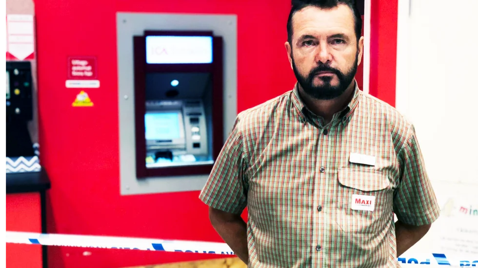 Åke Persson, ägare på Ica Maxi, efter den förra rififikuppen mot butiken.