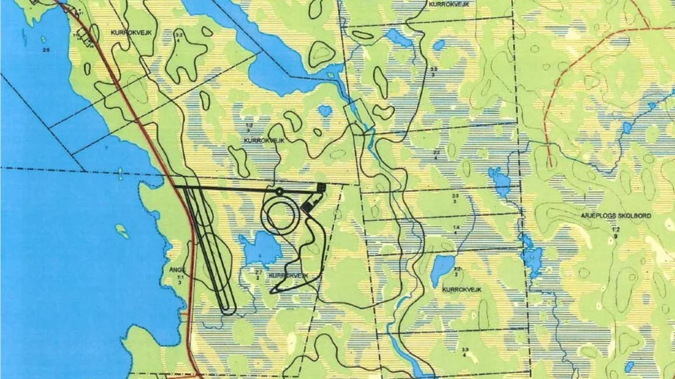 Kartan visar hur Porsche tänker anlägga sina landbanor. Den röda vägen till vänster på kartan är Slagnäsvägen.