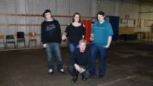 Axel Hurula, Ann-Charlotte Nordblom, Magdalena Kerttu och ordförande i Kalix Boule-klubb Kalle Tarén.