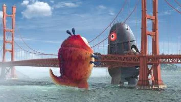 (Left to right) The 350-foot grub called Insectosaurus faces off against an invading alien robot in DreamWorks? ?Monsters vs. Aliens,? which will be distributed by Paramount Pictures in March 2009.  DreamWorks Animation SKG Presents ?Monsters vs. Aliens,? a Paramount Pictures release featuring the voices of Reese Witherspoon, Hugh Laurie, Will Arnett, Seth Rogen, Rainn Wilson, Stephen Colbert, Kiefer Sutherland and Paul Rudd.  The film is directed by Rob Letterman and Conrad Vernon.  The producer is Lisa Stewart.  The co-producers are Jill Hopper and Latifa Ouaou.  This film has not yet been rated.
