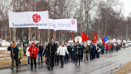 Drygt 50 personer deltog i socialdemokraternas 1 maj tåg i Jokkmokk.