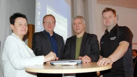 Piteå IF (damer) och Bodens BK berättade om sin verksamhet vid Fotbollsforum som arrangerades i helgen. Fr v: Marianne Johansson och Håkan Norberg,PIF, Ola Karvonen och Christian Samuelsson, BBK.