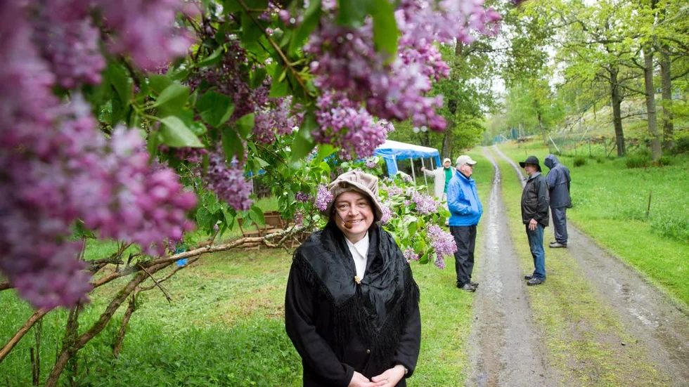 Elisabeth Roos utklädd till Kristina Strömberg som levde på 1800-talet i Mormorsgruvan.