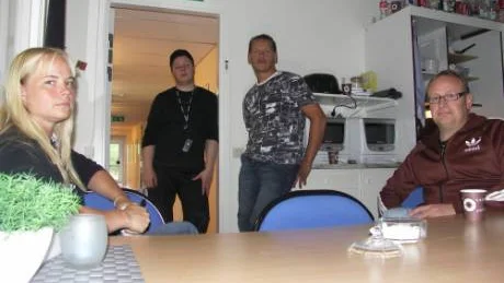 34 anställda vid företaget Aimpoint i Gällivare blir uppsagda. Här arbetar montörer och administrativ personal. Veronica Israelsson, Jonny Olsson, Sven-Erik Isaksson och Lars Jussi.FOTO: Marie Ridderström