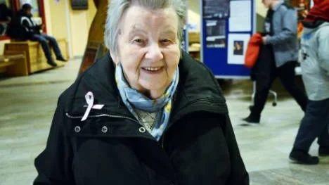 Maja Fjällborg, 84, fick se själv för 49 år sedan på vita duken under filmfestivalen i Kiruna.<_Bildtext Fotobyline>FOTO: HANS STERNLUND</_Bildtext Fotobyline>