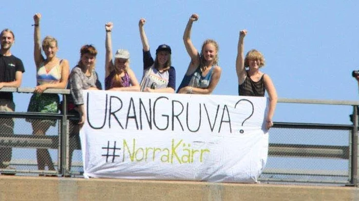 Gruvaktivisterna protesterade vid E4:an.