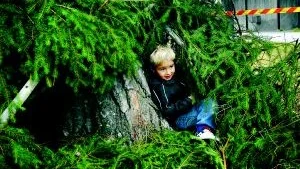 Spännande dag för Ludvig. Fyraåriga Ludvig Pettersson vet numera hur han ska göra om han går vilse i skogen. Det är viktigt att hålla sig varm. Därför är en koja bra att krypa in i.