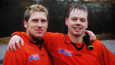 Det tog bara Tjust IF sex minuter att göra första målet mot ÅFF;s ungdomslag i lördags. Första målskytt var Joakim Krûger, till höger. Två mål gjorde Joakim Jansson till vänster.  Foto: Ingemar Petersson
